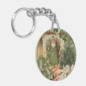 Santa Claus Weihnachten Antike Schöne Kunst Schlüsselanhänger (Vorderseite links)