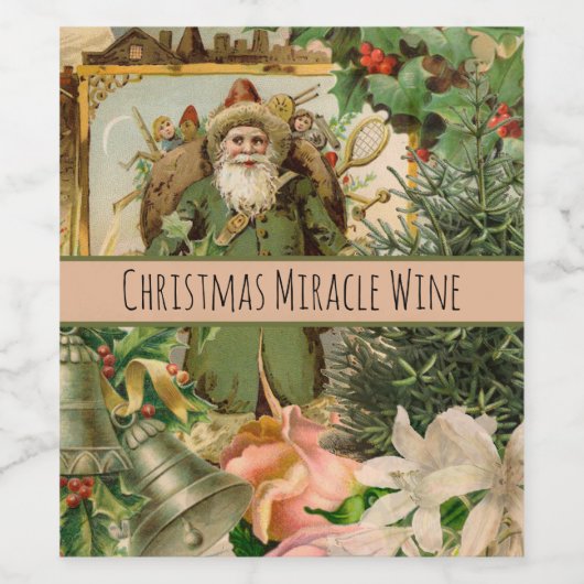 Santa Claus Weihnachten Antike Schöne Kunst Weinetikett (Einzelnes Label)