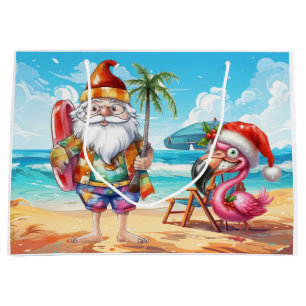Santa Claus Weihnachten im Juli am Strand Große Geschenktüte