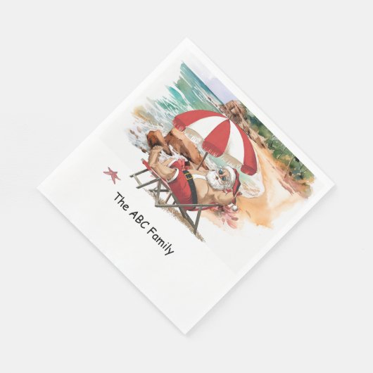SANTA CLAUS Weihnachten im Juli am Strand Serviette (Ecke)