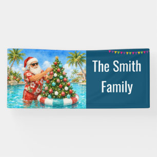 Santa Claus Weihnachten im Juli Poolparty-Banner  Banner
