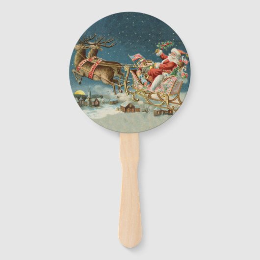 Santa Claus Weihnachts Antique Sleigh Rentier Fächer (Vorderseite)