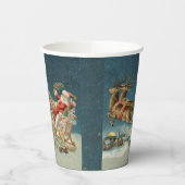 Santa Claus Weihnachts Antique Sleigh Rentier Pappbecher (Links)