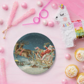 Santa Claus Weihnachts Antique Sleigh Rentier Pappteller (Party)