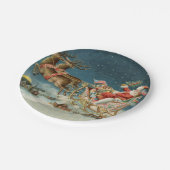 Santa Claus Weihnachts Antique Sleigh Rentier Pappteller (Schrägansicht)