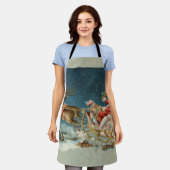 Santa Claus Weihnachts Antique Sleigh Rentier Schürze (Getragen)