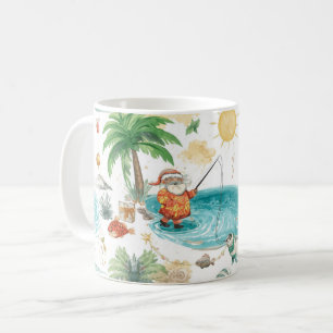 Santa Claus Weihnachtsangeln im Sommer Kaffeetasse
