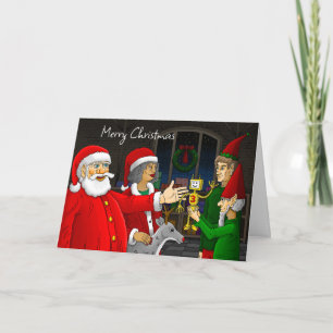 Santa Claus Werkstatt Weihnachtskarte Feiertagskarte