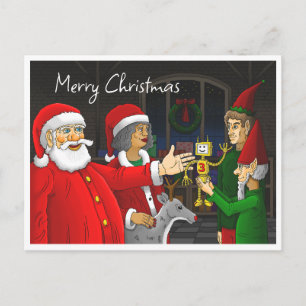 Santa Claus Werkstatt Weihnachtspostkarte Feiertagspostkarte
