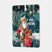 Santa Claus Western Cowboy Christmas Ornament Aus Metall (Vorderseite links)