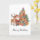 Santa Claus whimsical Folded Greeting Card Karte (Gelbe Blume)