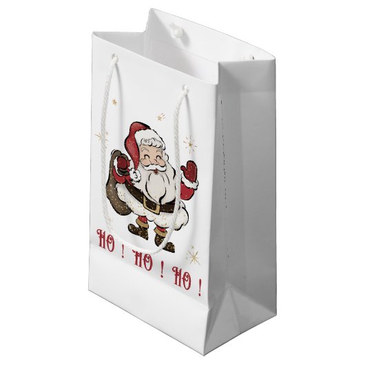 Santa Claus White Small Geschenktasche Kleine Geschenktüte (Vorderseite Schrägansicht)