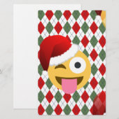 santa claus wink emoji briefpapier (Vorne/Hinten)