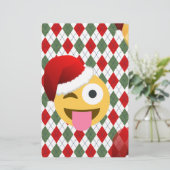 santa claus wink emoji briefpapier (Stehend Vorderseite)