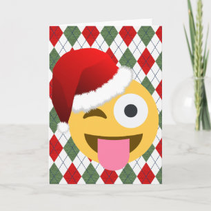santa claus wink emoji feiertagskarte