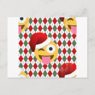 santa claus wink emoji feiertagspostkarte