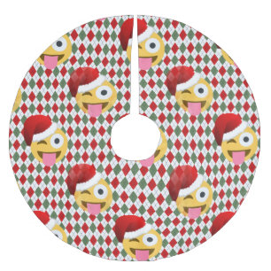 Santa Claus wink emoji xmas Weihnachtsbaumrock Polyester Weihnachtsbaumdecke