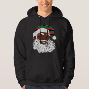Santa Claus Winking Christmas Pan Afrikanischer Fl Hoodie