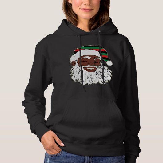 Santa Claus Winking Christmas Pan Afrikanischer Fl Hoodie (Vorderseite)