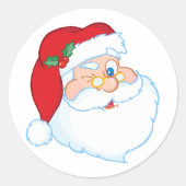 Santa Claus Winking Runder Aufkleber (Vorderseite)