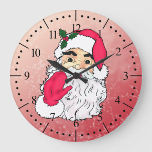 Santa Claus winkt im Vintage-Stil Große Wanduhr