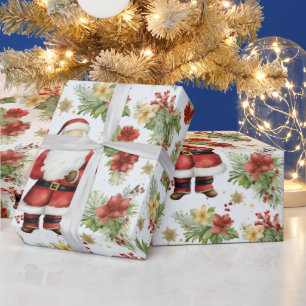 Santa Claus Winter Berries Moderne Weihnachten Geschenkpapier