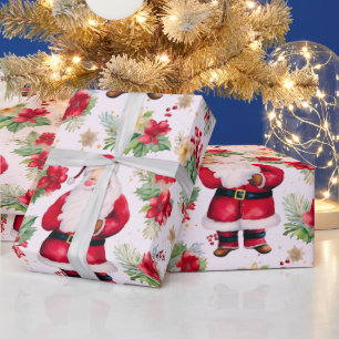 Santa Claus Winter Berries Moderne Weihnachten Geschenkpapier
