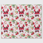 Santa Claus Winter Berries Moderne Weihnachten Geschenkpapier (Flach)
