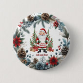 Santa Claus Winter Wreath Happy Holidays Button (Vorderseite)