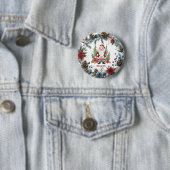 Santa Claus Winter Wreath Happy Holidays Button (Beispiel)