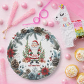 Santa Claus Winter Wreath Happy Holidays Pappteller (Party)