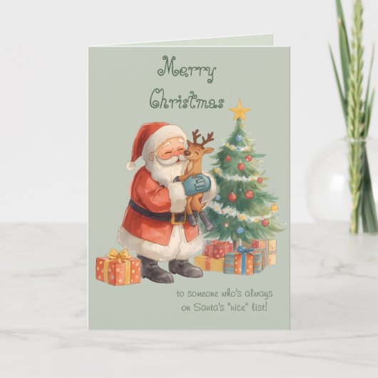 Santa Claus Wishes & whimsical Christmas Card Karte (Vorderseite)