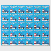 Santa Claus with blue car cartoon kid's Christmas Geschenkpapier (Flach)