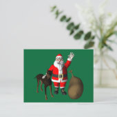 Santa Claus With Doberman Pinscher Feiertagspostkarte (Stehend Vorderseite)