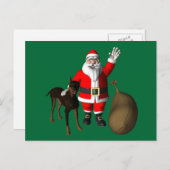 Santa Claus With Doberman Pinscher Feiertagspostkarte (Vorne/Hinten)