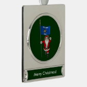 Santa Claus With Ensign Banner-Ornament Silber (Rechts)