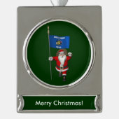 Santa Claus With Ensign Banner-Ornament Silber (Vorderseite)