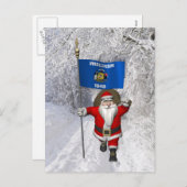 Santa Claus With Ensign Feiertagspostkarte (Vorne/Hinten)