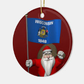 Santa Claus With Ensign Keramikornament (Links)