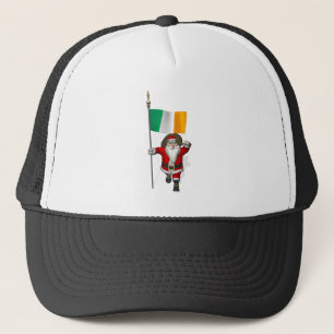 Santa Claus With Ensign Of Ireland Truckerkappe