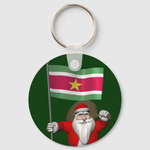 Santa Claus With Ensign Of Suriname Schlüsselanhänger