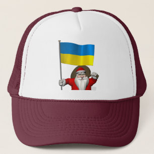 Santa Claus With Ensign Of Ukraine Truckerkappe