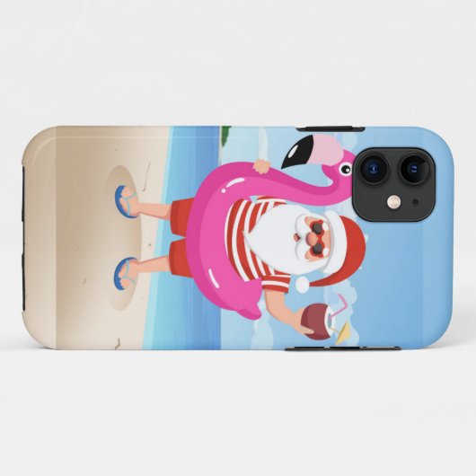 Santa Claus with flamingo Case-Mate iPhone Hülle (Rückseite (Horizontal))