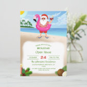 Santa Claus with flamingo Einladung (Stehend Vorderseite)