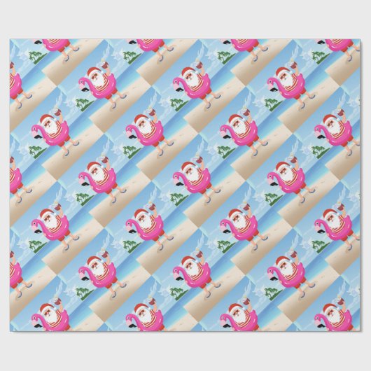 Santa Claus with flamingo Geschenkpapier (Flach)