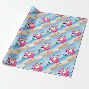 Santa Claus with flamingo Geschenkpapier