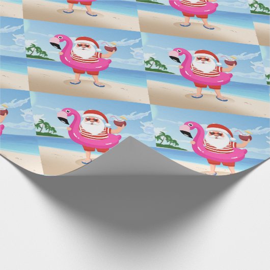 Santa Claus with flamingo Geschenkpapier (Ecke)