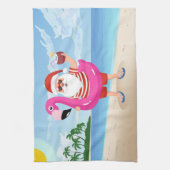 Santa Claus with flamingo Geschirrtuch (Vertikal)
