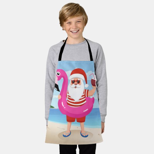 Santa Claus with flamingo inflatable ring Schürze (Getragen)