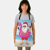 Santa Claus with flamingo inflatable ring Schürze (Insitu)